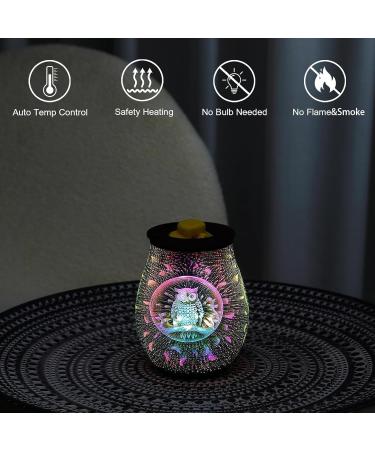 3D Glass Fireworks Electric Wax Melt Warmer LED Owl Design PTC Heating 7 Colors International Shipping Available - Buy Online on GoSupps.com