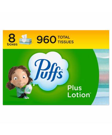 Puffs Plus Lotion Facial Tissue, 8 Family Boxes, 120 Count (Pack of 8) PL 8X124 (Old)