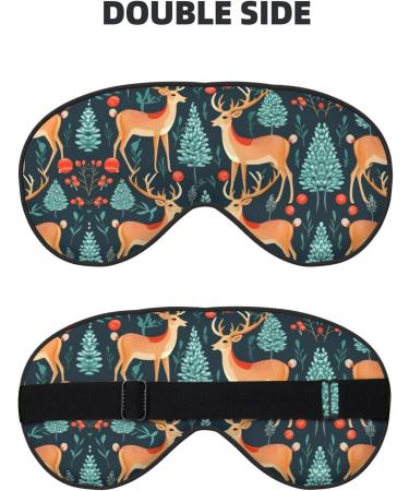 Christmas Tree Elk Print Unisex Sleep Eye Mask - Soft Comfort Eye Shade for Travel Yoga & Shift Work - Buy Online on GoSupps.com