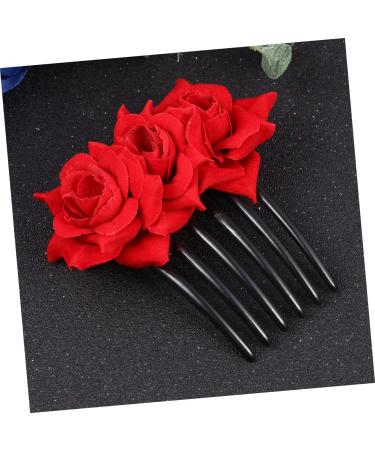 Didiseaon 1pc Red Rose Hair Comb Pearl Hair Pin Red Rose Flower Hair Comb The Rose for Women Floral Comb Hair Combs for Women Barrettes for Women Bride Wedding Headgear - Buy Online on GoSupps.com