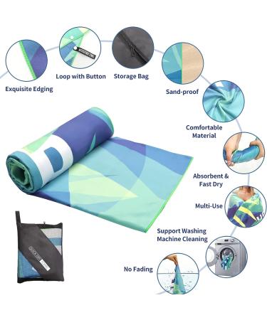 SUNBKIM Microfiber Beach Towel 63x31.5 - Super Absorbent & Fast Drying Travel Towel for Camping, Hiking, Yoga - Ultra-Compact (Green) - Buy Online on GoSupps.com