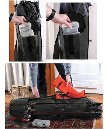 Allnice Canvas Fishing Rod Organizer Bag - Holds 5 Poles & Tackle - Durable Travel Carry Case in Black - Buy Online on GoSupps.com