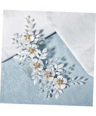 Angoily 1pc White Leaf Comb Hair Decor Comb Hair Accessories for Prom Wedding Decoration Floral Decor Pearl Hair Pin Bridal Floral Side Comb Hair Clip Alloy Bride Hair up Grace - Buy Online on GoSupps.com