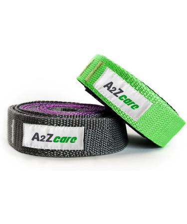 A2ZCARE Yoga Stretch Strap 76 Multi-Loop - Pack of 2 (Gray/Purple Black/Green) - Buy Online on GoSupps.com