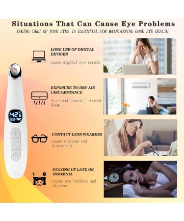 Eye Lift Wand - 3 in 1 Vibrating Eye Massager for Dark Circles Puffiness & Fine Lines - LCD Display 98 F to 113 F - Pure White - Buy Online on GoSupps.com