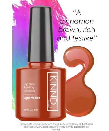 Quick Dry Nail Polish | Sugar N Spice 8ml | Rapid Drying Nail Varnish | No UV/LED Required | 12 Free Cruelty Free Vegan Made in UK - Buy Online on GoSupps.com