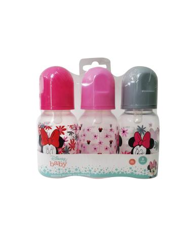 Cudlie Disney Baby Boy Minnie Mouse 5 oz Pack of Three Baby Bottles Tropic Floral
