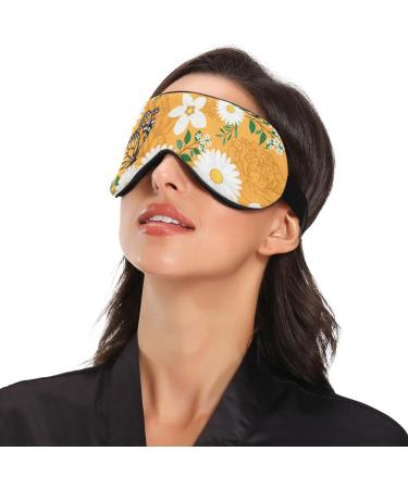 Haskirky Light Blocking Eye Mask | Breathable & Adjustable for Men and Women | Ideal for Travel, Yoga, Meditation, Office, Deep Sleep | White Flower Print - Buy Online on GoSupps.com