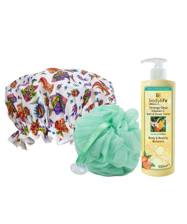 Bodylife Orange Glow Shower Creme With Shower Cap And Shower Scrunchie