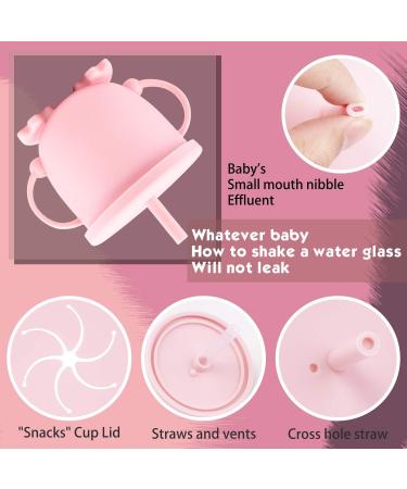 Linowos 2-in-1 Snack Cup & Spill-Proof Sippy Cup - Silicone Toddler Snack Cup with Level Indicator | Perfect for Babies & Toddlers Training - Pink - Buy Online on GoSupps.com
