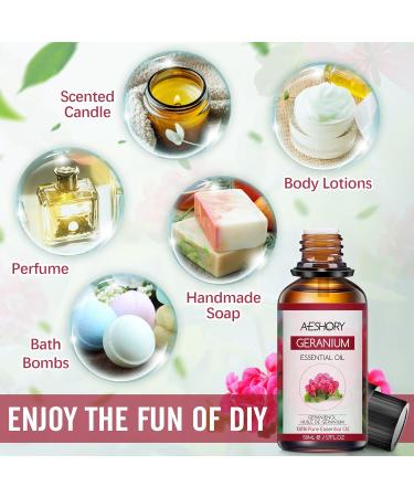 Buy Aeshory Essential Geranium Oil 50ml | 100% Pure Natural Aromatherapy Oil for Diffusing Skin & Hair Care Massage | Therapeutic Quality Fragrance Oils - Buy Online on GoSupps.com