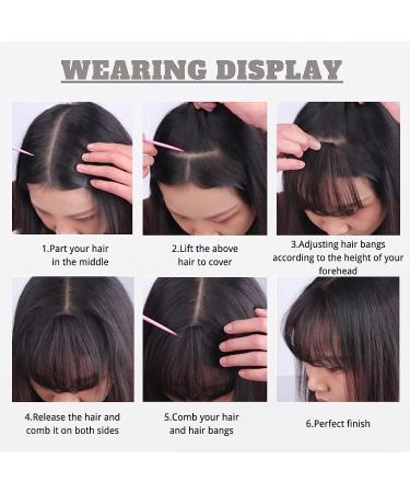 Clip in Bangs Hair Extension- 100% Human Hair Wispy French Bangs Fringe- Light Brown Wispy Bangs for Women - Buy Online on GoSupps.com