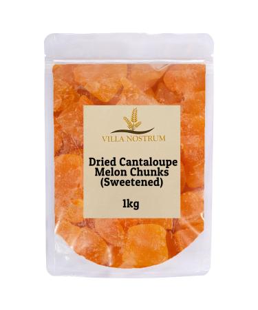 Dried Cantaloupe Melon Chunks 1kg by Villa Nostrum - Tropical Melon Candied Dried Fruit Perfect For Snacking Cooking Nutritious and Healthy Snack