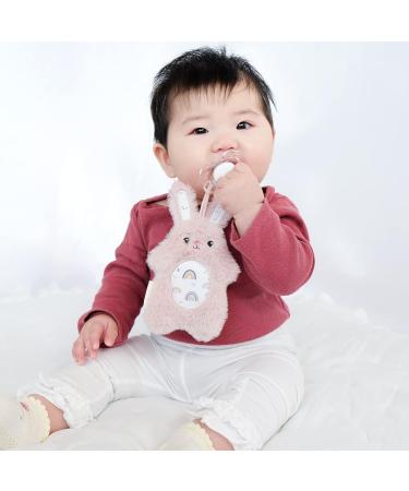BooginHead Pink Bunny Pacifier Holder & Clip Set - 2 Piece Stuffed Animal Design - Buy Online on GoSupps.com