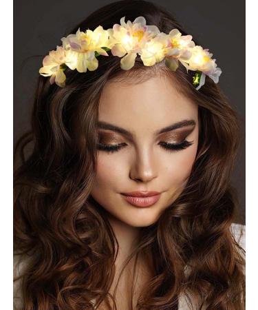Zoestar LED Flower Crown Headband Light Up Hair Wreath Headbands Bridal Floral Headpiece Festival Garland Headdress for Women and Girls - Buy Online on GoSupps.com
