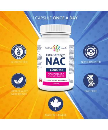 NAC 1000mg 125 Tablets - Support Lung and Liver Health - 3rd Party Tested - Formulated & Made in Canada - Buy Online on GoSupps.com