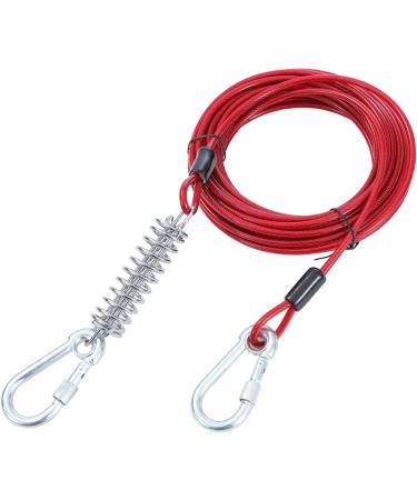 TOPWAY Dog Tie Out Cable 10m/33ft with Shock Absorbing Spring 42cm Spiral Ground Spike Stake Dog Tether Dog Leads for Yard Outdoor Camping Red + Red - Buy Online on GoSupps.com
