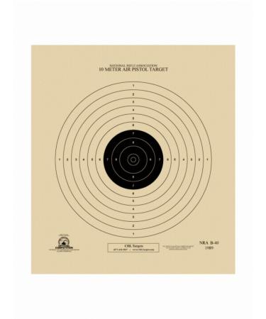 Official NRA Targets B-40/1, Air Pistol 10 Meter (33 Ft), Tag Board, 7" x 8", (100 Target Pack) Black 100