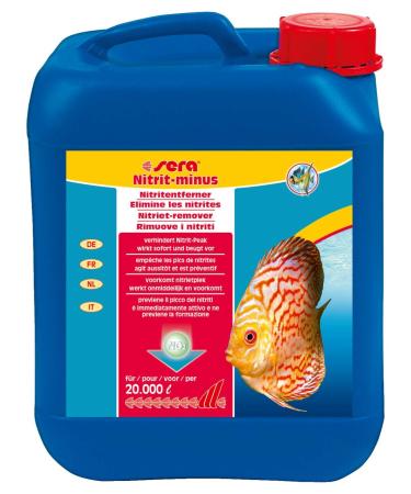 Sera Nitrit -Minus 5 LTR. - Water supply aquarium immediate help against nitrite removed up to 1.5 mg/l nitrite per dosage bends nitritpeak before 5 liters of single