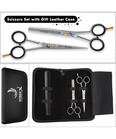 KIMEX LONDON Professional Hairdressing Scissors-Hairdressing Scissors Hair Thinning Scissors Set and Hair Scissors 6.0 inch + Presentation Case/Box + Black Comb Silver. - Buy Online on GoSupps.com