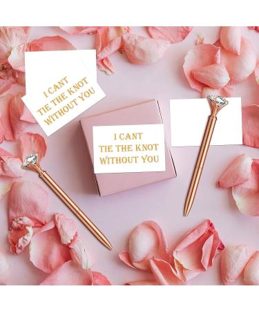 32 Pcs Bridesmaid Proposal Set: Satin Hair Scrunchies, Bracelets, Diamond Pens, Bridesmaid Cards - White & Rose Gold - Buy Online on GoSupps.com