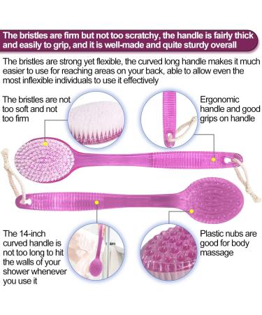 Curved Long Handle Back Bath Brush 2 Pack - Medium Stiff Bristles for Exfoliation - Shower Scrubber for Men & Women - Buy Online on GoSupps.com