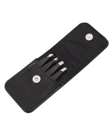 Frcolor 4 pieces mini eye brow clip Nail accessories eyebrow clips made of stainless steel mini eye brow tweezers Accessories for eyebrow make-up Miss-free steel metal hair 6.3x0.8x0.6cm black