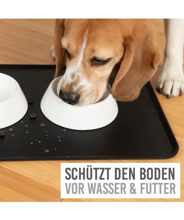 KARALUNA Basic Silicone Black Pet Feeding Mat | 60x40 cm Slip-Resistant Dog & Cat Bowl Pad - Buy Online on GoSupps.com