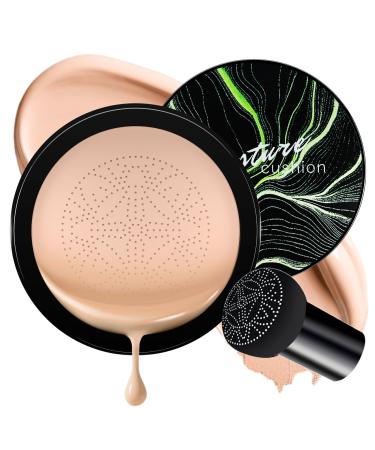 Air Cushion BB Cream Foundation - Mushroom Head CC Cream Concealer Makeup Base Water & Sweat-Proof Create Flawless and Natural Look for All Skin Types (Nude)