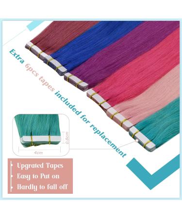 Runature 40cm Real Hair Tape Extensions - Green & Teal - 10 Pieces 25g Invisible Hair Extensions for Smooth Volume - Buy Online on GoSupps.com