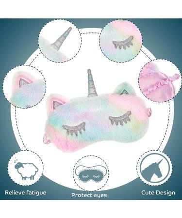 SATINIOR Unicorn Sleep Mask - Rainbow Eye Cover for Girls, Kids, and Adults - Soft Plush Blindfold for Travel - 6 Count - Buy Online on GoSupps.com