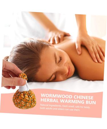 Cabilock 3-St Warm Roasted Wormwood Roll - Thai Herbal Compress Ball for Spa & Massage (8x6x6cm Yellow) | International Shipping - Buy Online on GoSupps.com