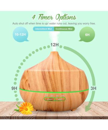 Aroma Diffuser with Essential Oils - 400ml Ultrasonic Aromatherapy Humidifier with Color Light & Timer for Bedroom Apartment & Office - Yellow - Buy Online on GoSupps.com