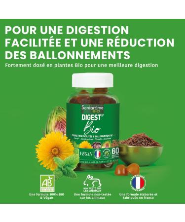 Santarome Bio - Digest' Organic Gummies - Digestion Supplement - Easy Digestion Bloating - Caraway Dandelion Artichoke - 3 buds - 1 month - Vegan - Buy Online on GoSupps.com