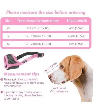 Adjustable Soft Nylon Dog Muzzle for Small to Medium Dogs - Breathable Mesh Design for Biting, Barking, Eating Prevention - Pink S - Buy Online on GoSupps.com