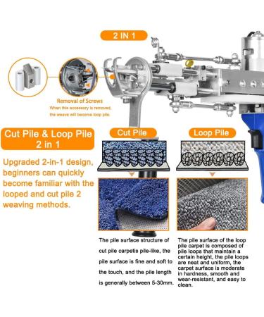 2-in-1 Rug Tufting Gun | High Speed Handheld Carpet Weaving Machine | Adjustable Needle Speed | Embroidery Tool Kit - 100-240V | 7-20mm - Buy Online on GoSupps.com