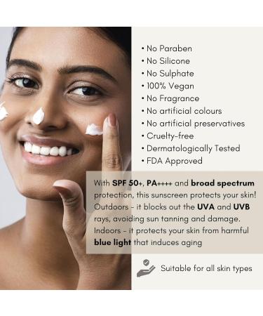 N-oocsY The Grace Sunscreen Spf 50+ Pa++++++ With Zinc Oxide Titanium Dioxide And Hyaluronic Acid | Lightweight With Multi-Vitamins | No White Cast | For Men & Women | 50 G All - Buy Online on GoSupps.com