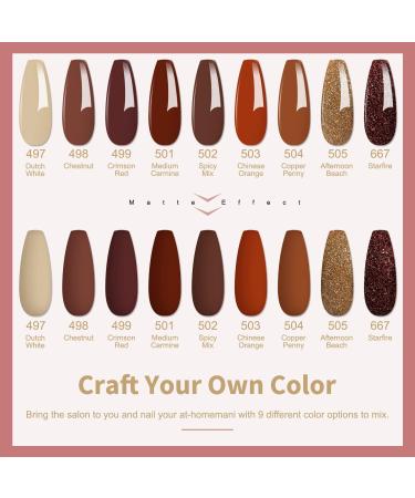 Lavender Violets 13-Piece Gel Nail Polish Kit with Earth Tone Glitter, Ruby Red, Shimmer Gold - UV/LED Soak Off, Base Coat, Matte Top Coat, Nail File - Manicure Starter Kit | Earthly Elegance-679 - Buy Online on GoSupps.com