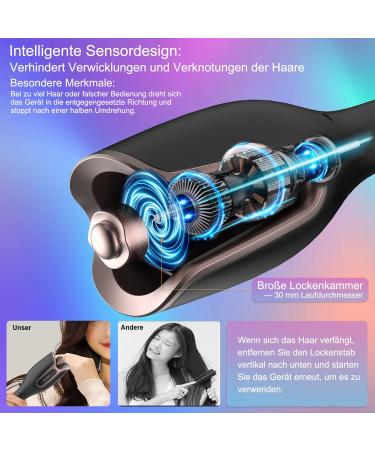 Bujiyi Automatic Curling Iron - 4 Adjustable Temperatures for Long-Lasting Curls | Fast Heating Curly Hair Tool (Black) - International Shipping Available - Buy Online on GoSupps.com
