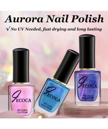 Purple Nail Varnish Chrome Nail Polish Glitter Aurora Gel Nail Varnish Quick Dry Soak Off Nail Art Manicure Pedicure For Professional Drying No UV Needed For Women Party 8ml - Buy Online on GoSupps.com