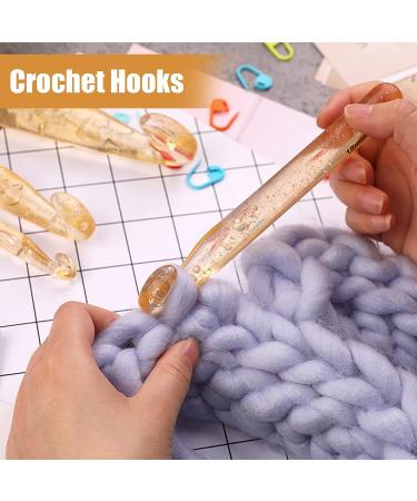 34 Pcs Large Crochet Hooks Set - Chunky Yarn Needles for Carpets & Scarves - Yellow - Buy Online on GoSupps.com