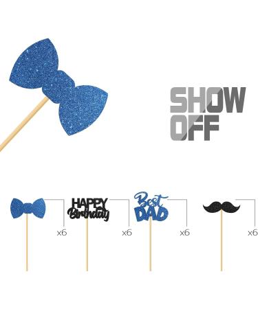MonMon & Craft Birthday Dad Cupcake Toppers/Best Dad Ever Cupcake Toppers/Father's Day Party Cupcake Decorations - Happy Birthday Dad Cupcake Toppers Glitter 24 Pcs - Buy Online on GoSupps.com