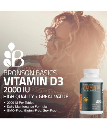 Bronson Vitamin D3 2000 IU (50mcg) Non-GMO, 360 Tablets - Buy Online on GoSupps.com