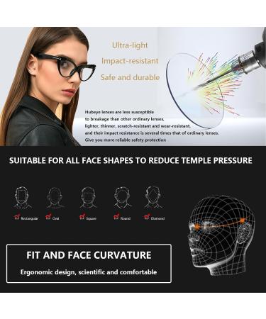 Hubeye Cat Eye Glasses for Women - Fashionable Large Frame Anti-Blue Light Green Holster - 0.0 Diopters - Buy Online on GoSupps.com