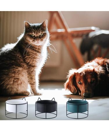 ZONEYILA 32oz Raised Ceramic Pet Bowl for Cats and Small Dogs - Elevated Cat Bowl - Dishwasher Safe - White Bowl with Black Stand - Buy Online on GoSupps.com