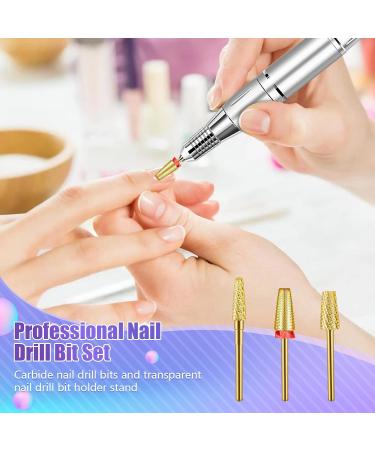 Depvko 3-Part Nail Drill Set - 5-in-1 3/32 Conical Hard Metal Drill for Acrylic & Gel Removal (Gold) - Premium eCommerce - Buy Online on GoSupps.com