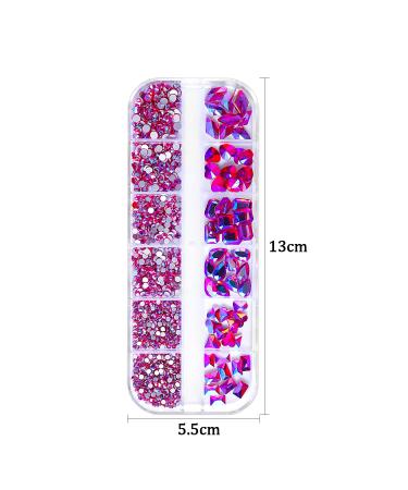 WOKOTO Pink and Rose AB Nail Rhinestones Set - Flat Back Crystal Kit for Nails, Face, and Crafts - Buy Online on GoSupps.com