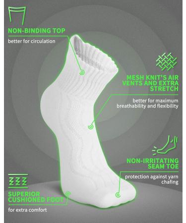 LIN Diabetic Socks for Men & Women | Extra Wide Non Binding - 12 Pack (White and Black, Size 10-13) - Buy Online on GoSupps.com