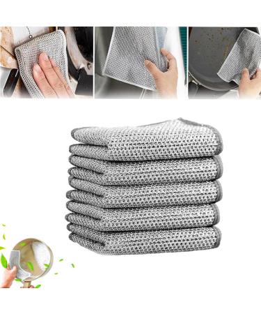 Graceiful Double Stainless Steel Scrubber Stainless Steel Scrubber Multipurpose Wire Dishwashing Rags Resuable Double Stainless Steel ScrubberNon Scratch Wire Dish Cloth (5 PCS)
