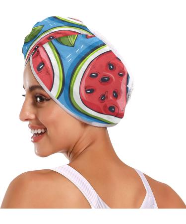 Watermelon Strawberry Orange Hair Towel 2 Pack | Super Absorbent Quick Dry Hair Turbans for Women & Girls - Buy Online on GoSupps.com